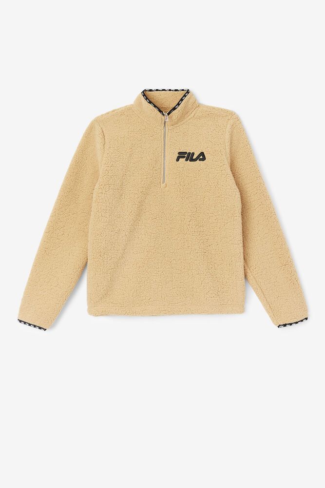 Fila Mikina Damske Shelly Sherpa Quarter Zips Jacket Hnedožltý - FDNTX8920